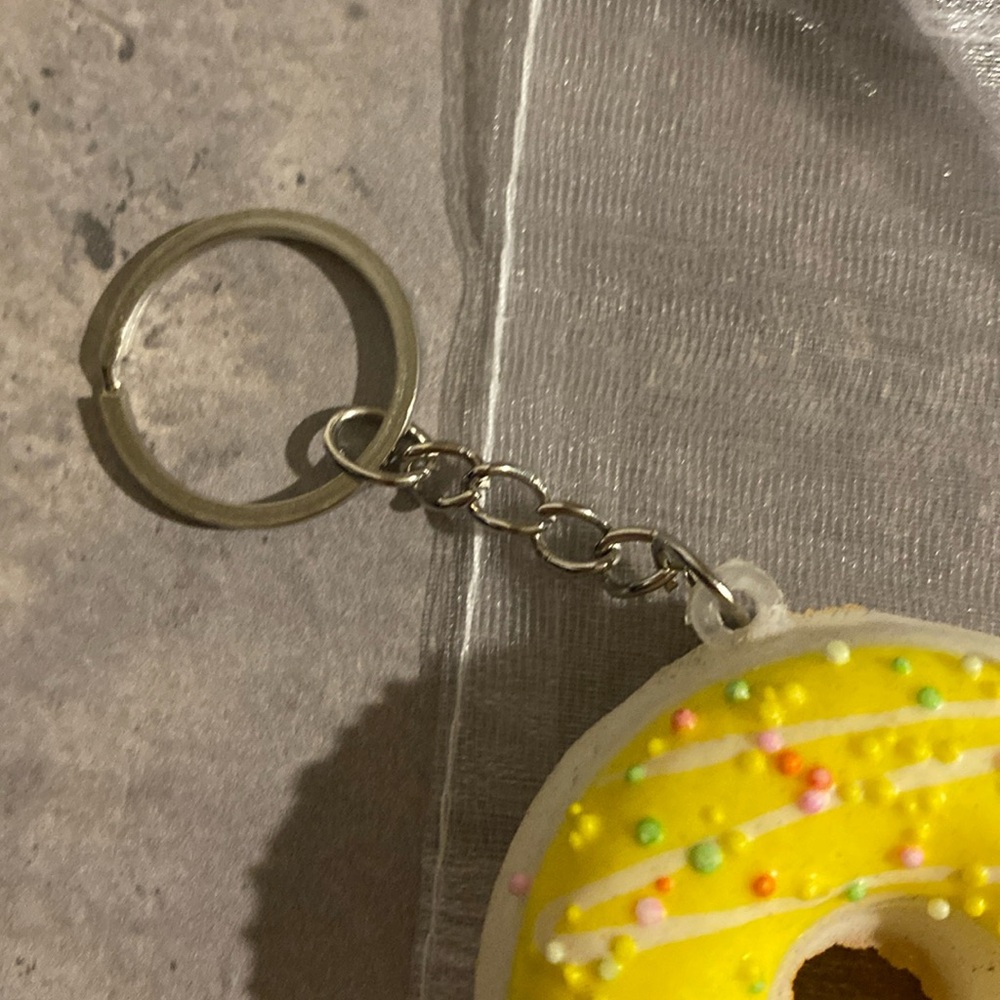 Yellow Sprinkle Donut Squishy Keychain - Picture 3 of 6